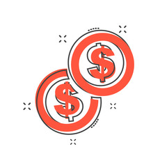 Cartoon money icon in comic style. Dollar money sign illustration pictogram. Coin splash business concept.