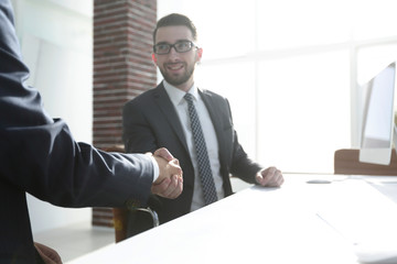 business handshake . photo with copy space.