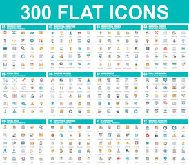 Simple set of vector flat icons. Contains such Icons as Business, Marketing, Shopping, Banking, E-commerce, SEO, Technology, Development, Finance. 48x48 Pixel Perfect. Flat pictogram pack.
