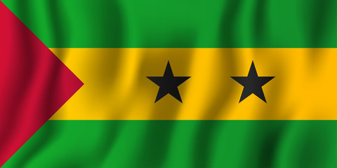 Sao Tome and Principe realistic waving flag vector illustration. National country background symbol. Independence day