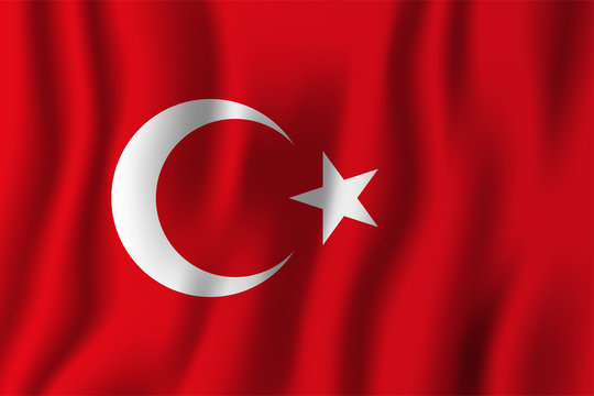 Turkey realistic waving flag vector illustration. National country background symbol. Independence day