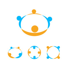 Holding hands logo template, people community sign, helping hands icon, people union vector emblem set.