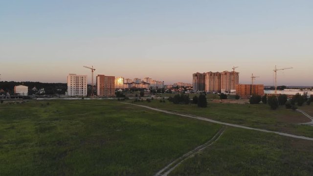 Aerial survey of construction of a residential complex