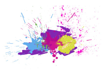 Brigh paint spots on a white background. Abstract hand drawn backdrop. Vector illustration. Texture for cards and flyers design.