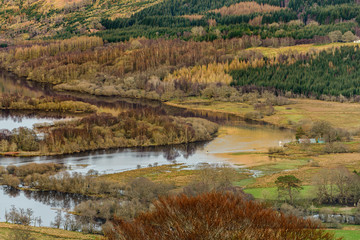 View of the river Dochart and river Lochy where they flow into Loch Tay.