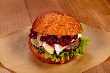 Burger with beef and brie