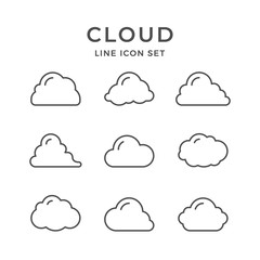 Set line icons of cloud