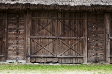 Entrance gate to a large traditional Polish barn