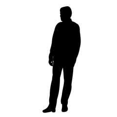 Obraz premium vector, isolated silhouette man standing on white background