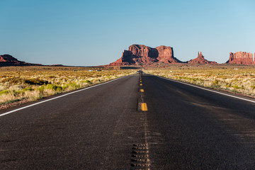 Empty scenic highway in Monument Valley