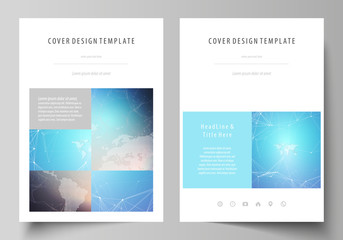 The vector illustration of the editable layout of A4 format covers design templates for brochure, magazine, flyer, booklet, report. Molecule structure. Science, technology concept. Polygonal design.