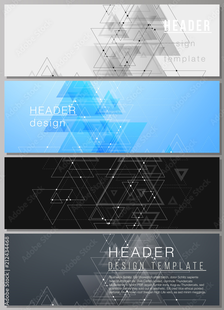 Poster the minimalistic vector illustration of editable layout of headers, banner design templates in popul