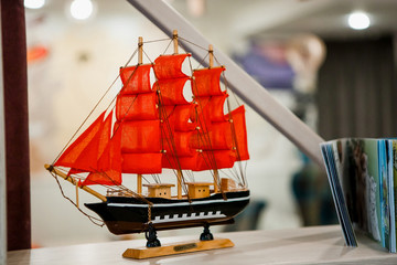 the layout of the ship with red sails