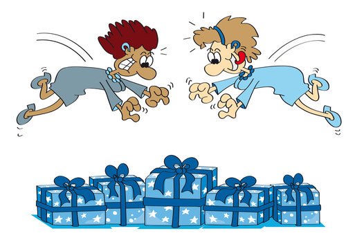 Frauen lieben Geschenke und Shoppen, cartoon-IT