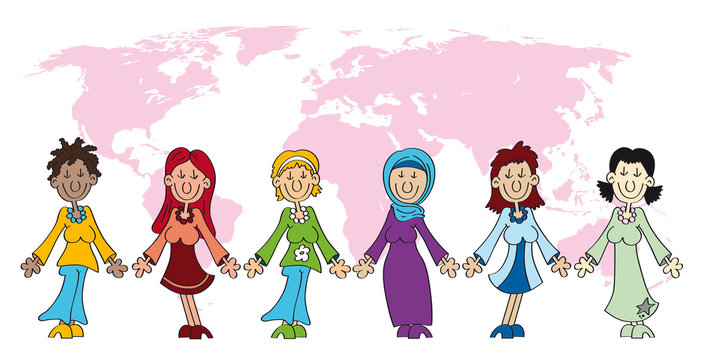 Frauentag Gruppe, Weltfrauentag - cartoon-IT