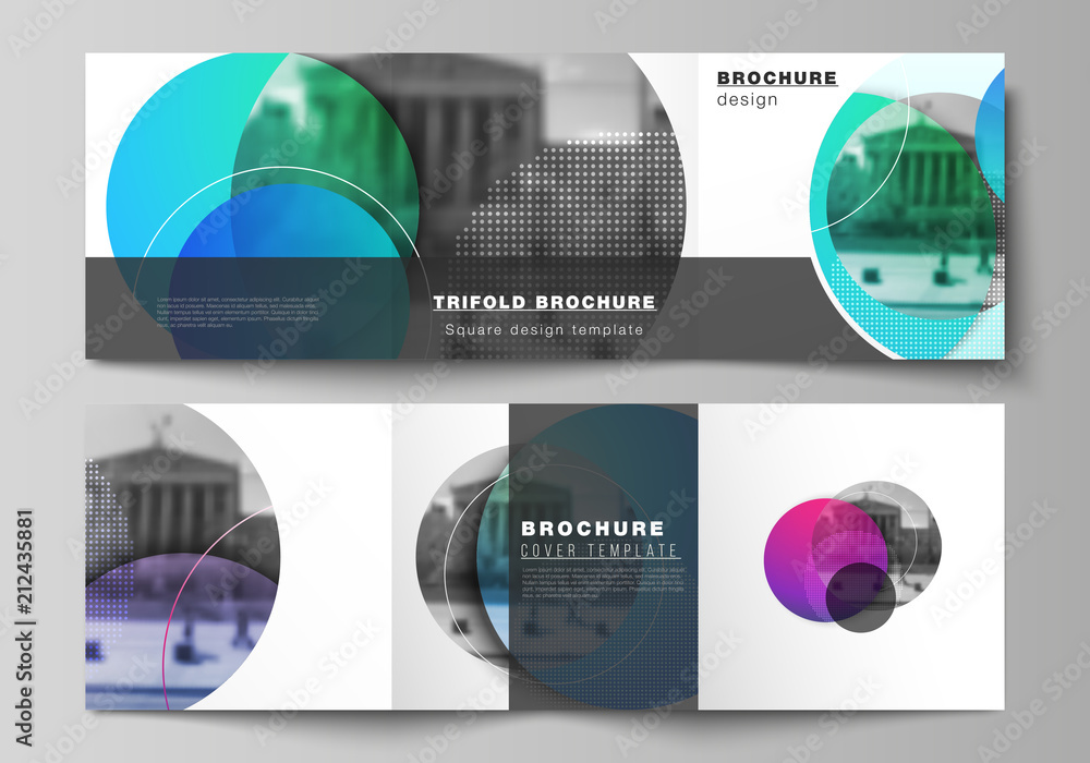 Poster the minimal vector editable layout of two square format covers design templates for trifold square b