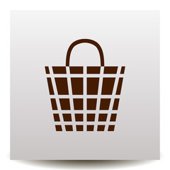 shopping bag with squares vector icon on a realistic paper background with shadow