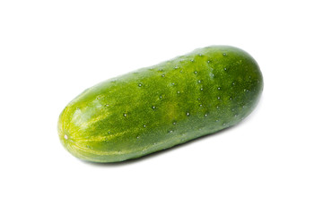 Fresh green cucumber isolated on white background