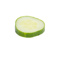 sliced fresh cucumber isolated on white background