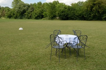 table on the grass
