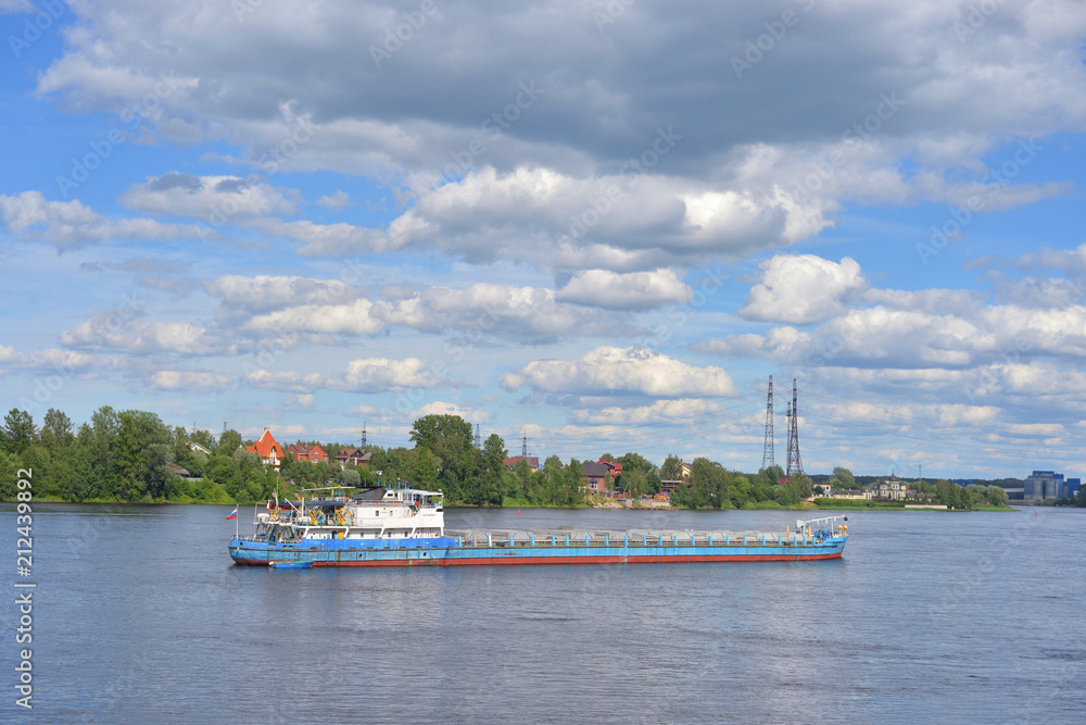 Canvas Prints Cargo ship on the Neva river.