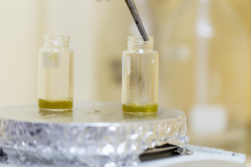 Analysis of fish meal in laboratory.