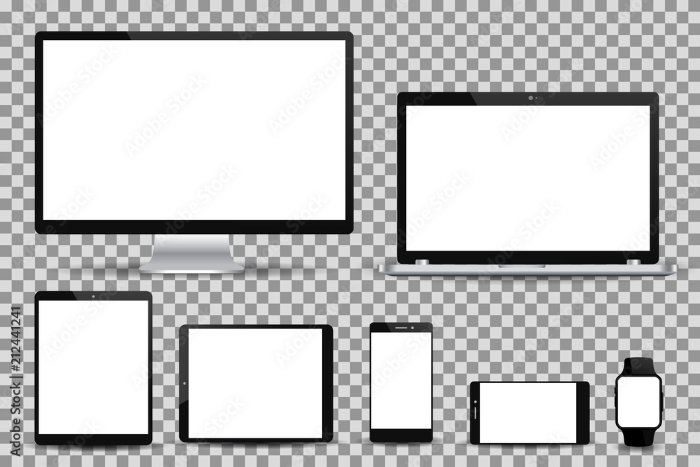 Poster set technology devices with white display - for stock