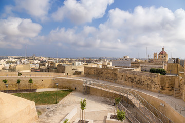 Fototapeta na wymiar Victoria, the island of Gozo, Malta. View of the city from the Citadel's wall