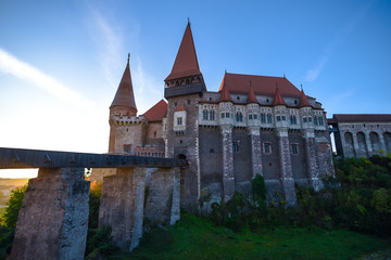 Fototapeta na wymiar Old medieval castle Corvinesti, Romania