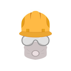 Portrait of a man-builder in an professional equipment. Profession icon. Vector illustration.