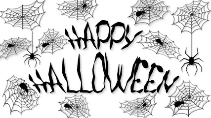 Happy Halloween text banner or background. Hand written Happy Halloween. Vector illustration.