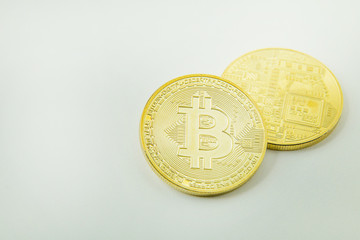 Bitcoin crypto currency electronic money image closeup.