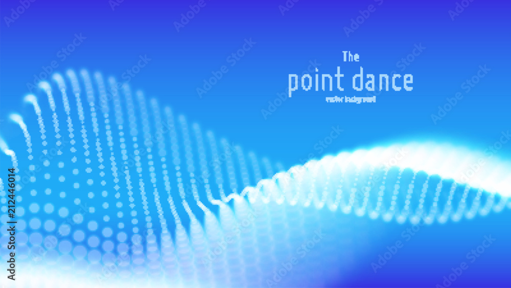 Poster vector abstract blue particle wave, points array, shallow depth of field. futuristic illustration. t