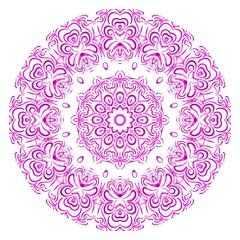 Vector hand drawn floral color mandala design. For fashion, surface design. Red, purple, gold color.
