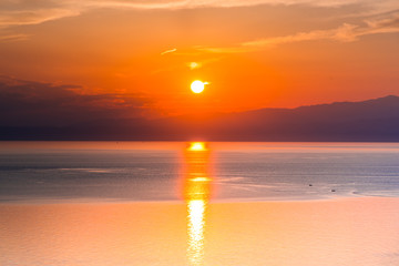 Fototapeta premium Sea landscape at the sunset , greece
