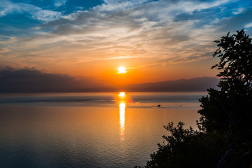 Fototapeta na wymiar Sea landscape at the sunset , greece