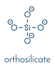 Orthosilicate (silicon tetroxide, silicate) anion, chemical structure. Skeletal formula.