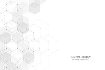 Vector medical background from hexagons. Geometric elements of design for modern communications, medicine, science and digital technology. Hexagon pattern background.