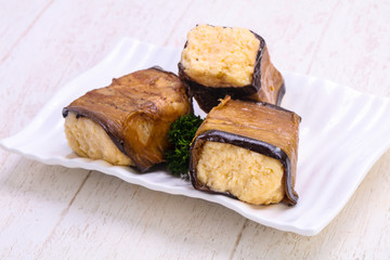 Eggplant with cheese roll
