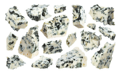 Danish blue cheese isolated on white background with clipping path
