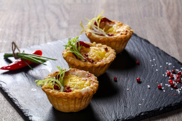 Canape with mushroom and cheese