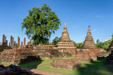 Fototapeta na wymiar Wat Mahathat Temple in the precinct of Sukhothai Historical Park, Thailand