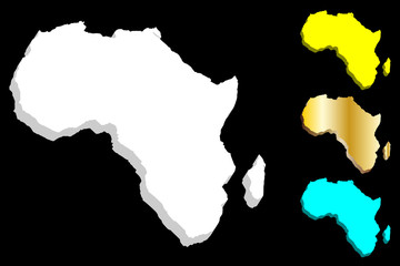 3D map of Africa continent - white, gold, blue and yellow - vector illustration