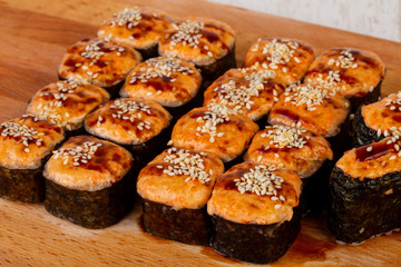 Baked roll with sesame