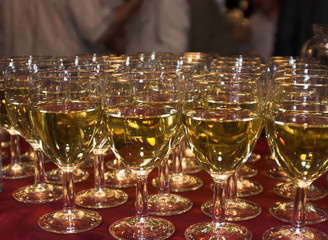Glasses with white wine