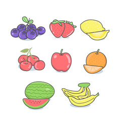 Cartoon Fruit Set and Hand drawn style