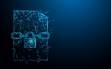 File lock icon form lines, triangles and particle style design. Illustration vector