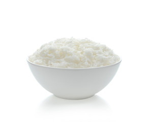 rice in bowl isolated on white background