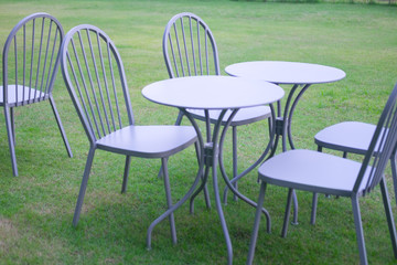 Set of chairs and tables for garden decor