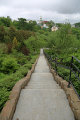 VLADIMIR, RUSSIA - MAY 19, 2018: Patriarchal Garden in the historical center of the city. Known as a place of cultural rest from the XVI century
